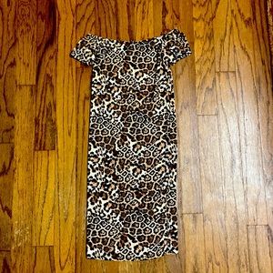 Leopard off the shoulder bodycon dress Small